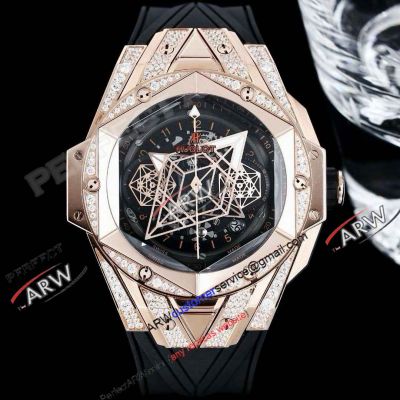 Swiss Clone Hublot Big Bang Sang Bleu II Rose Gold Diamond 7750 Watch